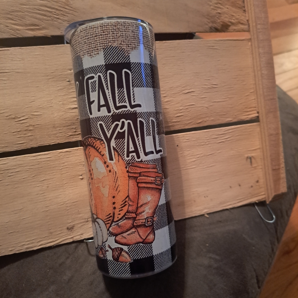 Plaid Fall Y'all Tumbler